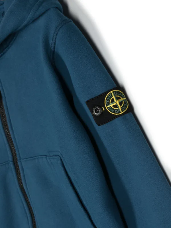 Stone island zip hoodie on sale blue