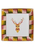 La DoubleJ deer-print porcelain trinket tray - White