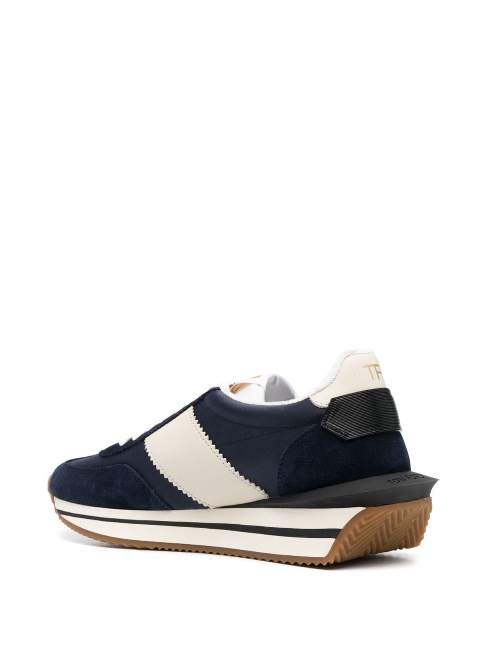 Shop Tom Ford James Panelled Leather Sneakers In Blue