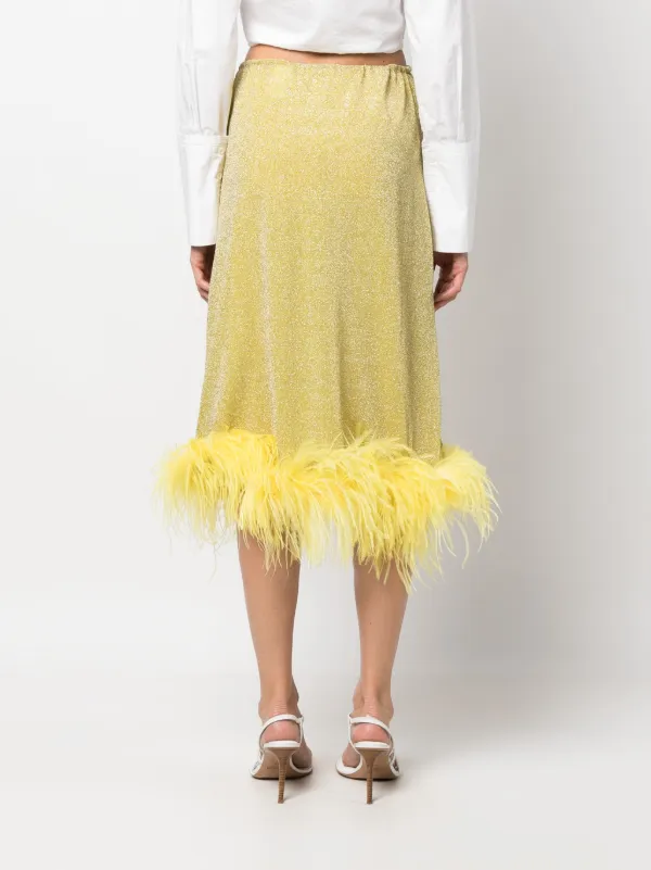 Os ree feather trim Lurex Drawstring Skirt Farfetch