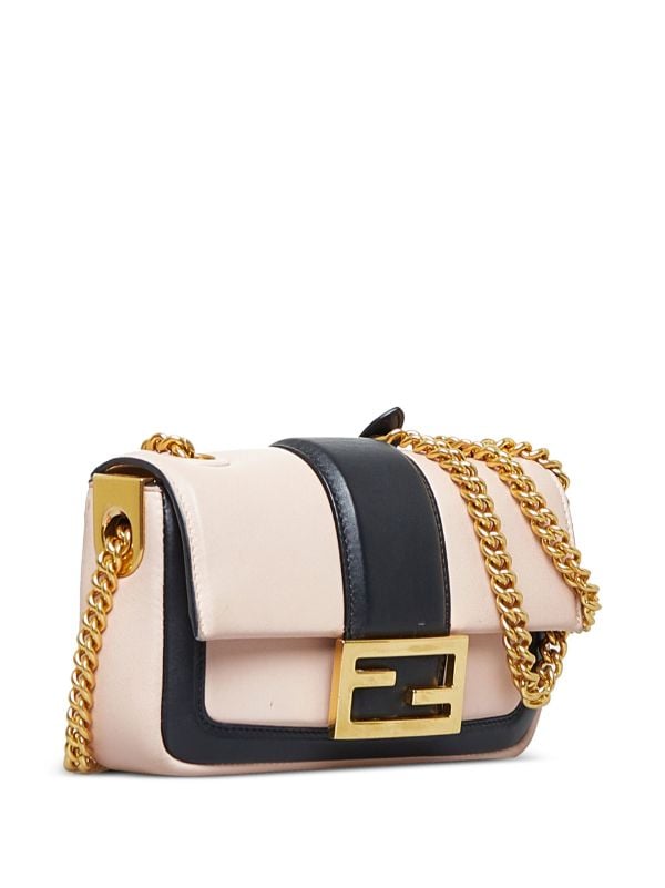 Fendi Ladies Mini Baguette Shoulder Bag In Gold Tone,pink | ModeSens