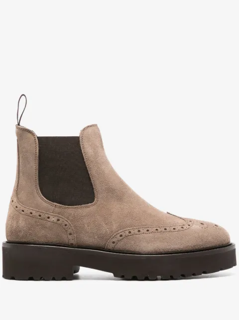 Doucal's perforated slip-on suede boots