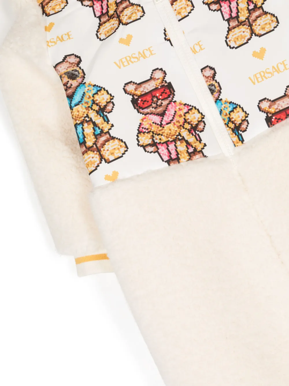  Versace Kids Pixel Teddy-print Fleece Romper - Neutrals 