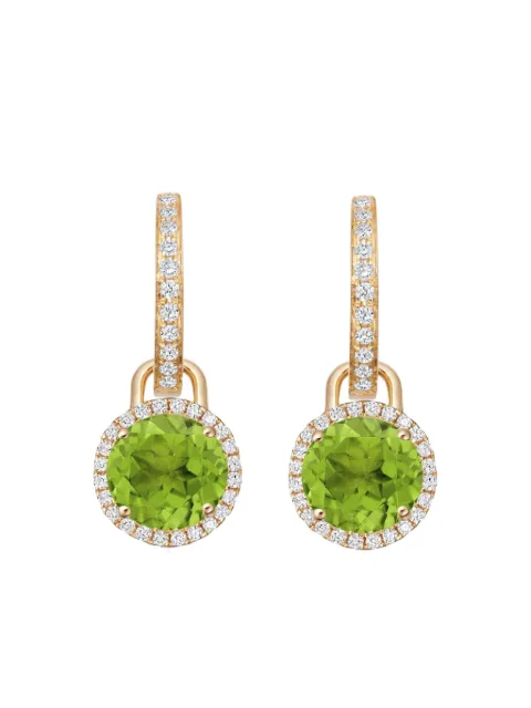 Kiki McDonough Grace Peridot and Diamond Round Mini Drop Earrings in Yellow Gold
