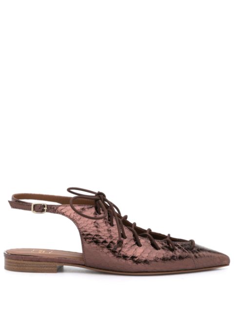 Malone Souliers Alessandra lace-up metallic slingbacks