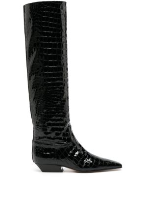 Patent croc knee high clearance cowboy boots