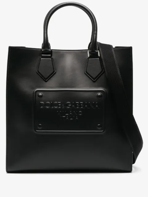 Dolce & Gabbana logo-embossed leather tote bag