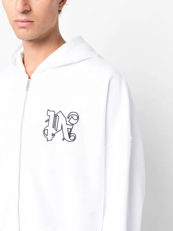 Palm Angels monogram-embroidered Cotton Hoodie | White