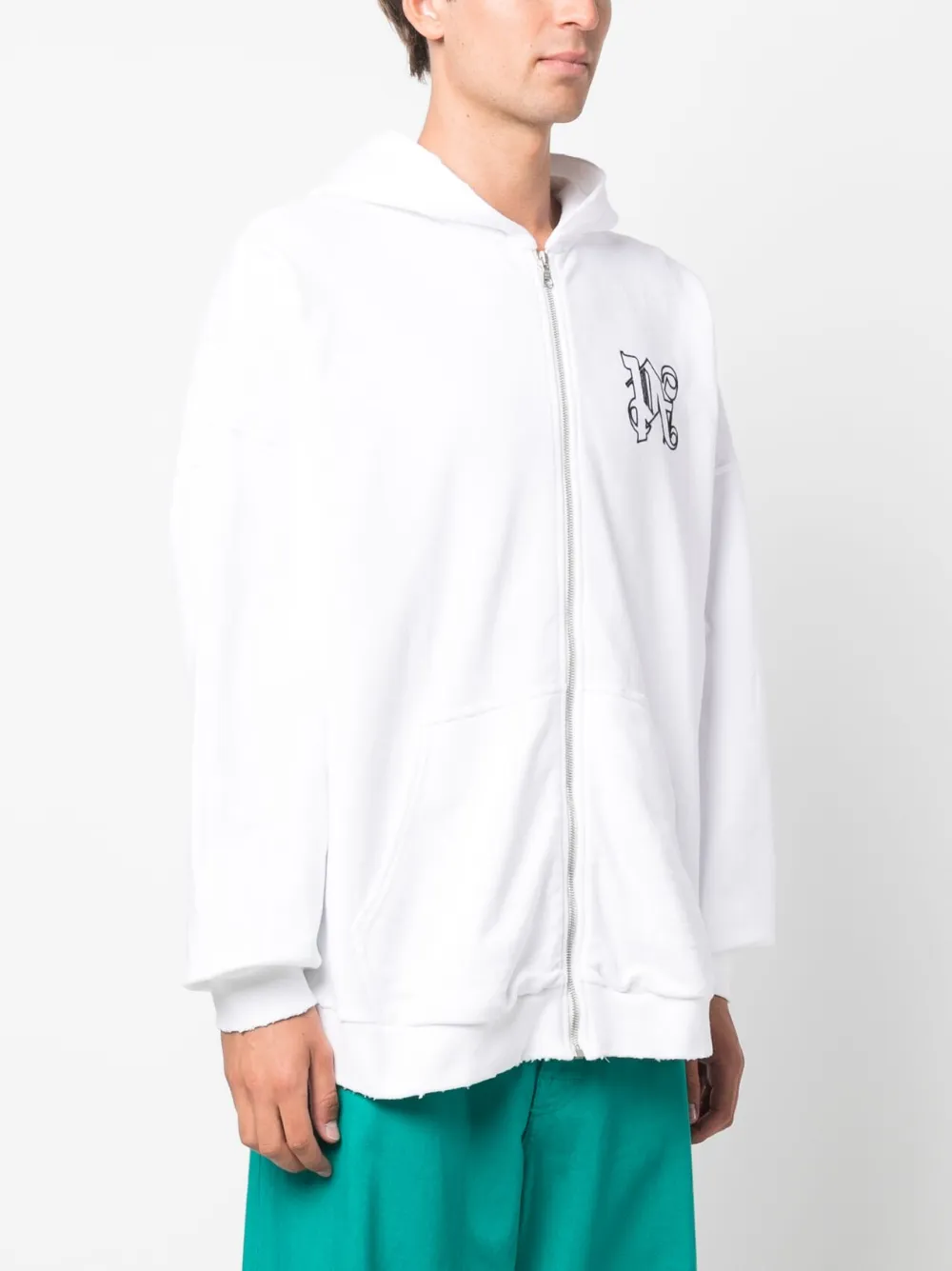 Palm Angels monogram-embroidered Cotton Hoodie | White