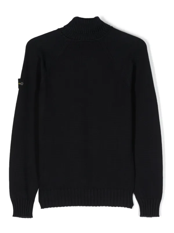 Stone Island Junior Compass motif roll neck Jumper Farfetch