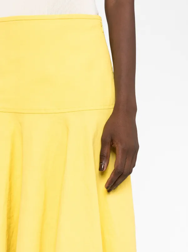 Jil Sander high-low Linen Midi Skirt | Yellow | FARFETCH