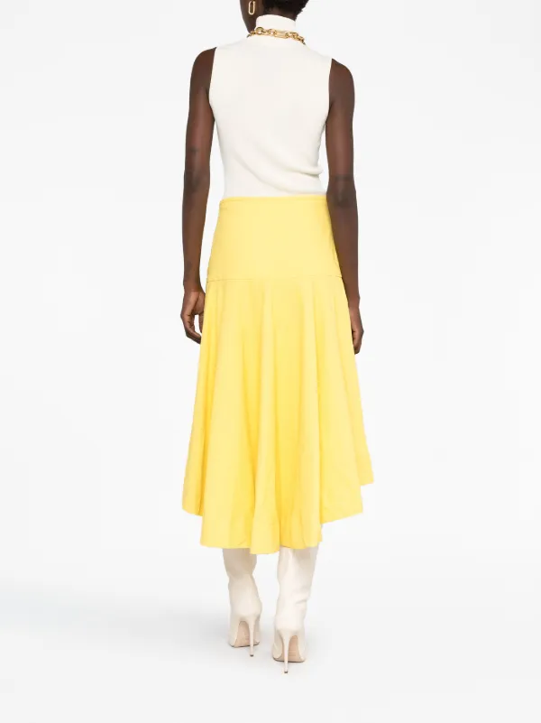 Jil Sander high-low Linen Midi Skirt | Yellow | FARFETCH