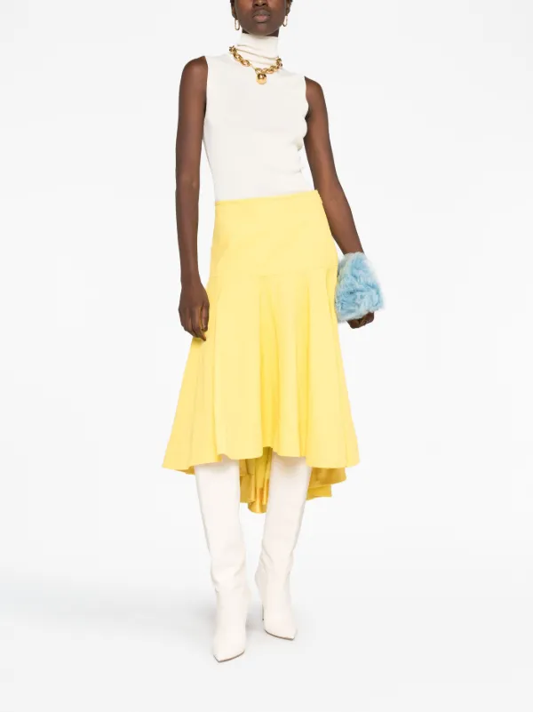Jil Sander high-low Linen Midi Skirt | Yellow | FARFETCH