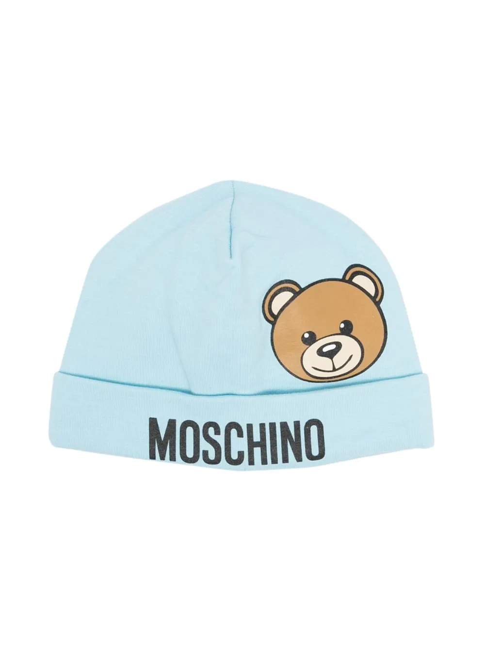 Moschino Kids Teddy Bear logo-print beanie | Blue | Image 1