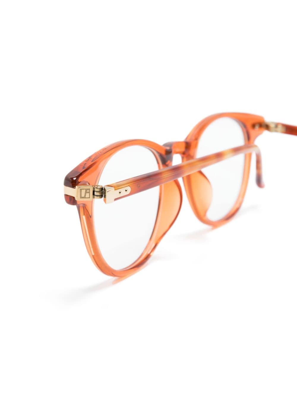 Shop Linda Farrow Bay Round-frame Glasses In Orange