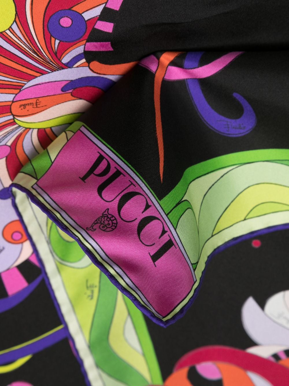 Shop Pucci Graphic-print Silk Scarf In Black