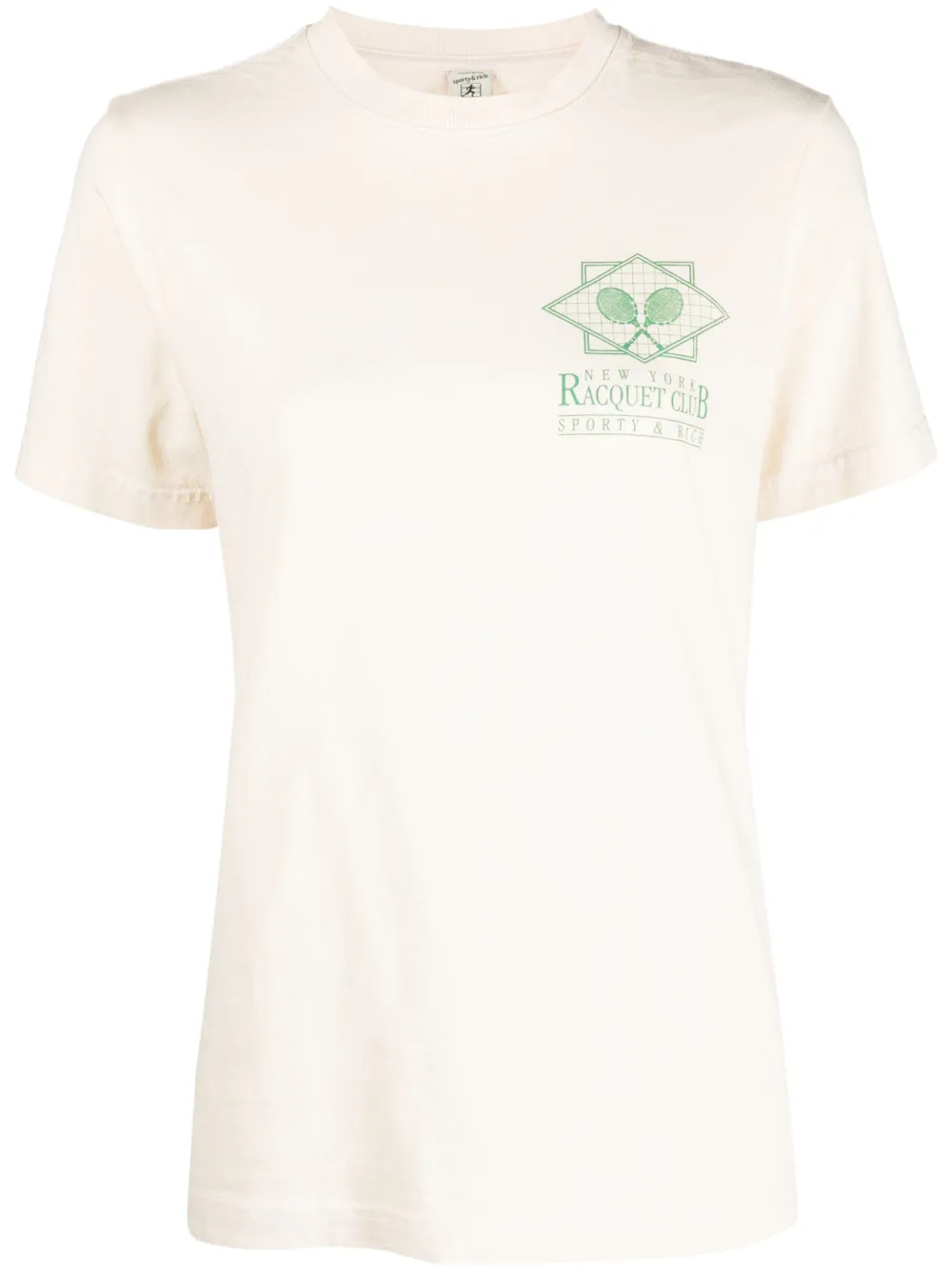 Sporty And Rich Graphic-print Cotton T-shirt In Neutrals
