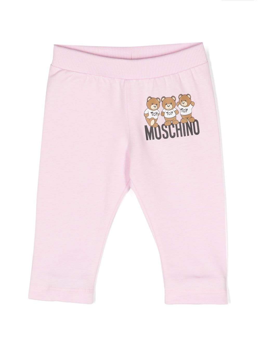 moschino kids legging à logo teddy bear - rose