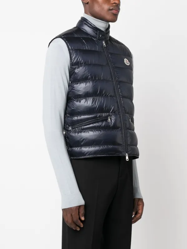 Moncler Gui logo patch Puffer Gilet Farfetch