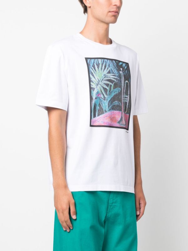 Palm Angels Oil on Canvas Cotton T-Shirt - White