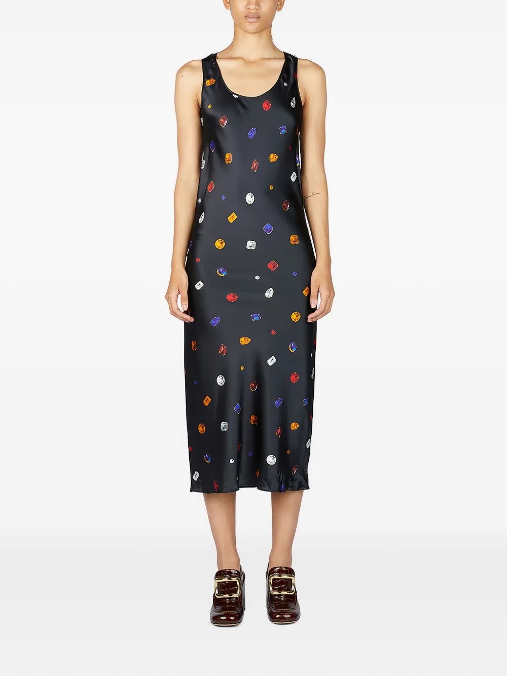 Sportmax Ärmelloses Kleid mit Print - Schwarz
