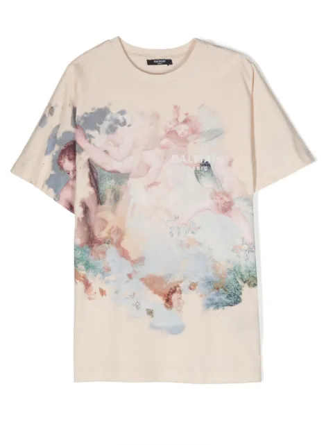 Balmain Kids graphic-print cotton shirtdress