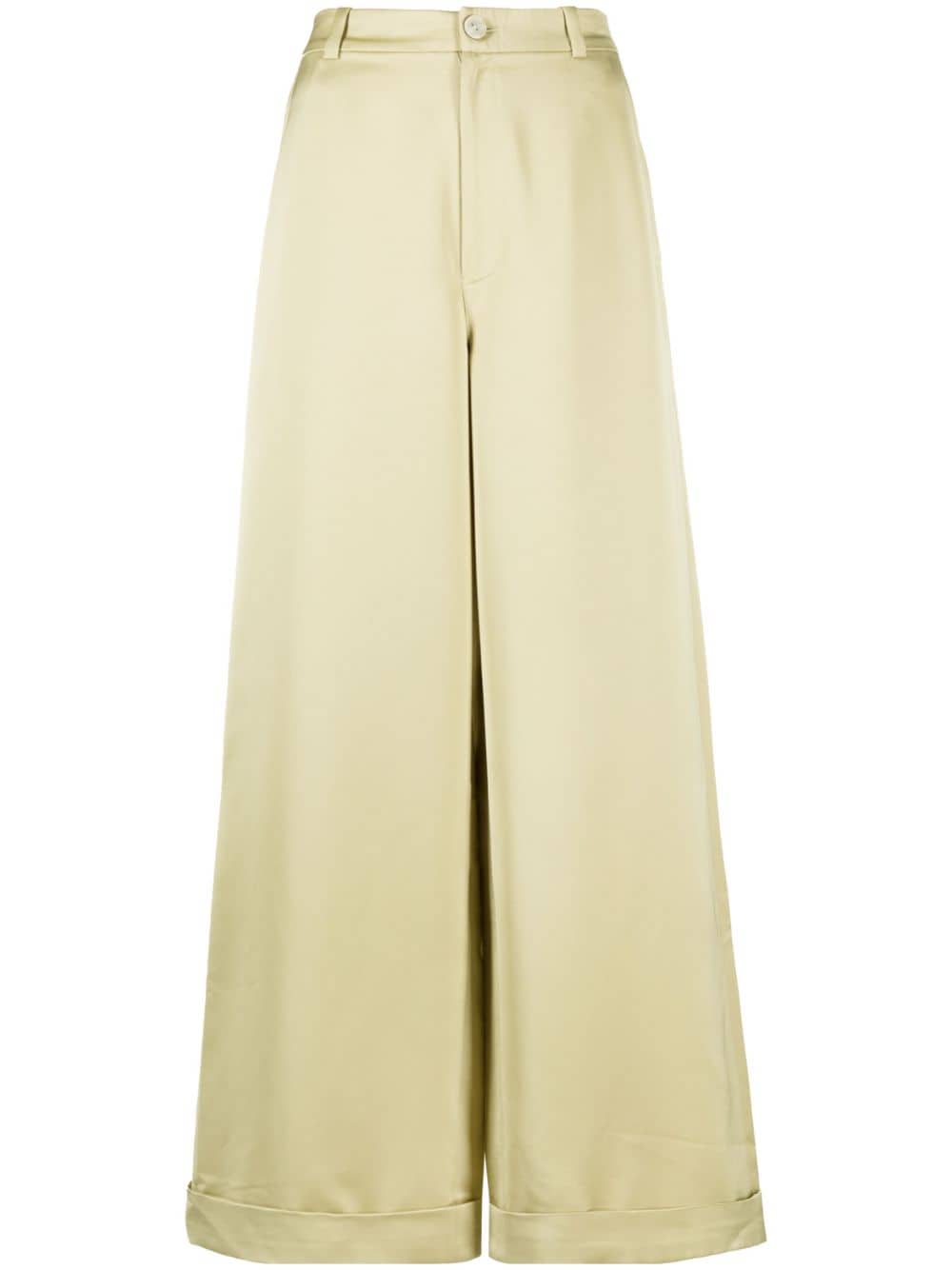 1309 Studios High-waisted Silk Flared Trousers In Green