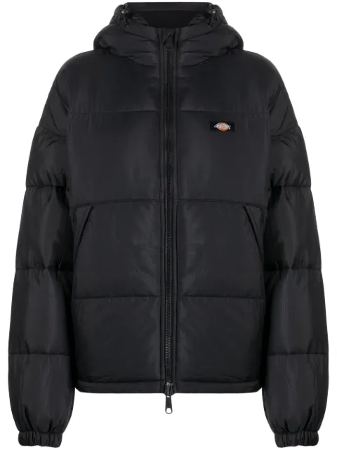 DICKIES logo-patch hooded puffer jacket