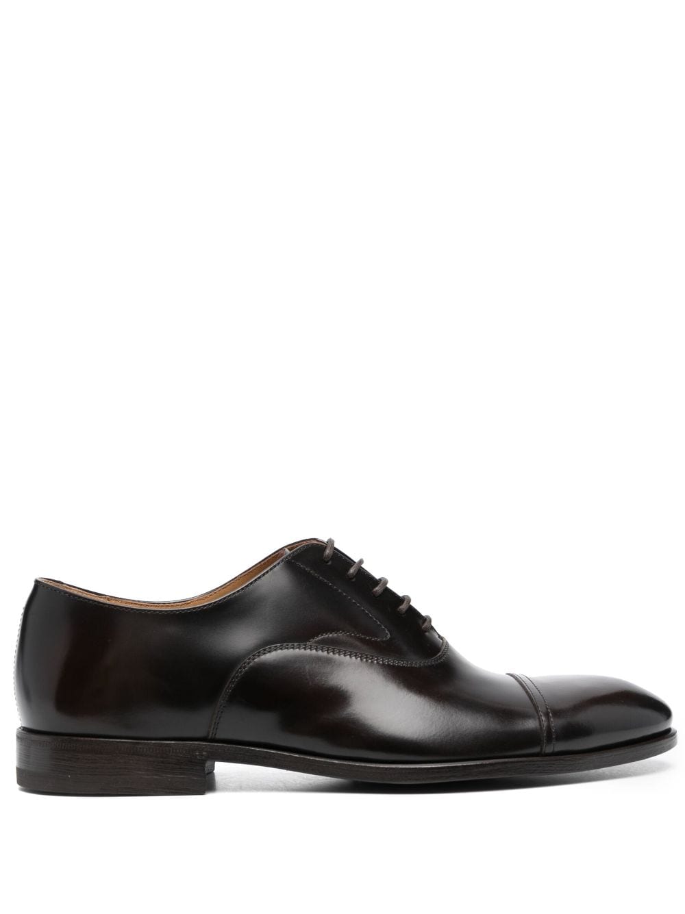 Shop Henderson Baracco Almond-toe Leather Derby Shoes In Brown