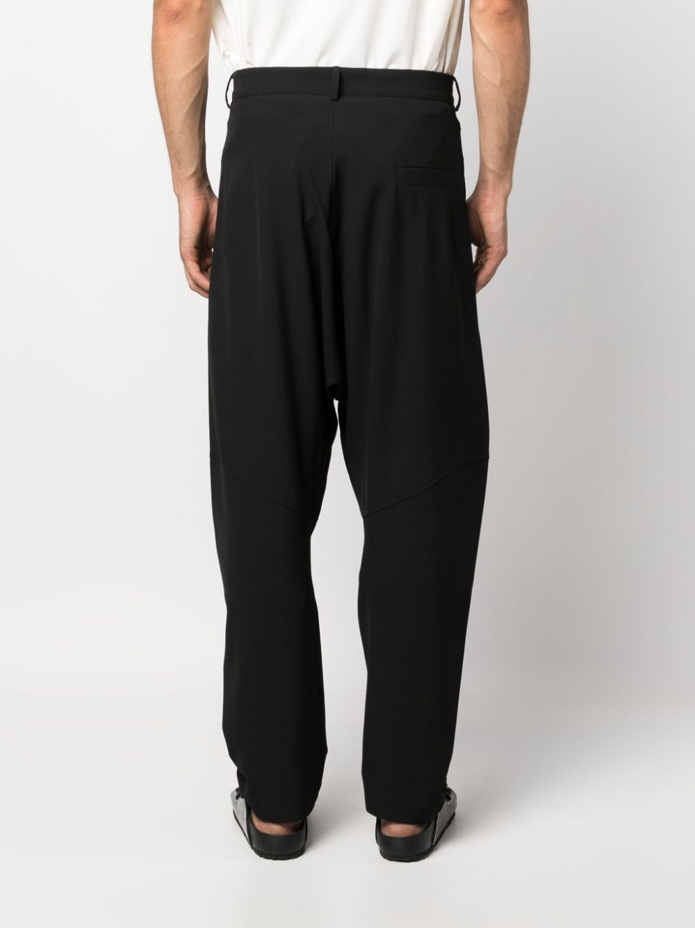 Shop Henrik Vibskov Drop-crotch Tapered Trousers In Black