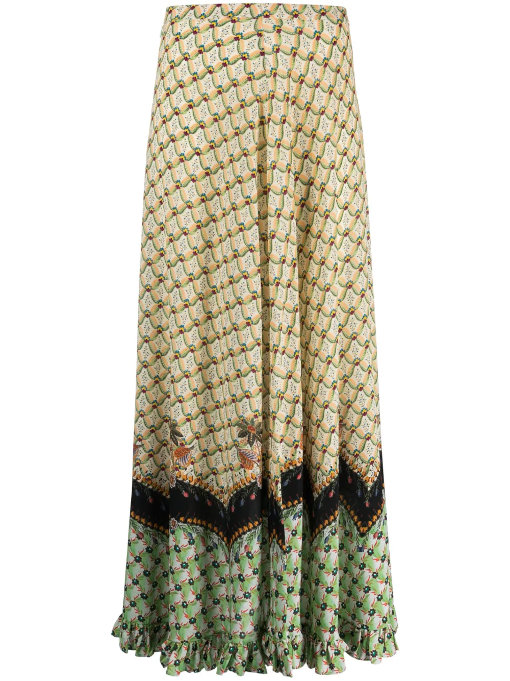 Etro Printed High-rise Maxi Skirt In Green