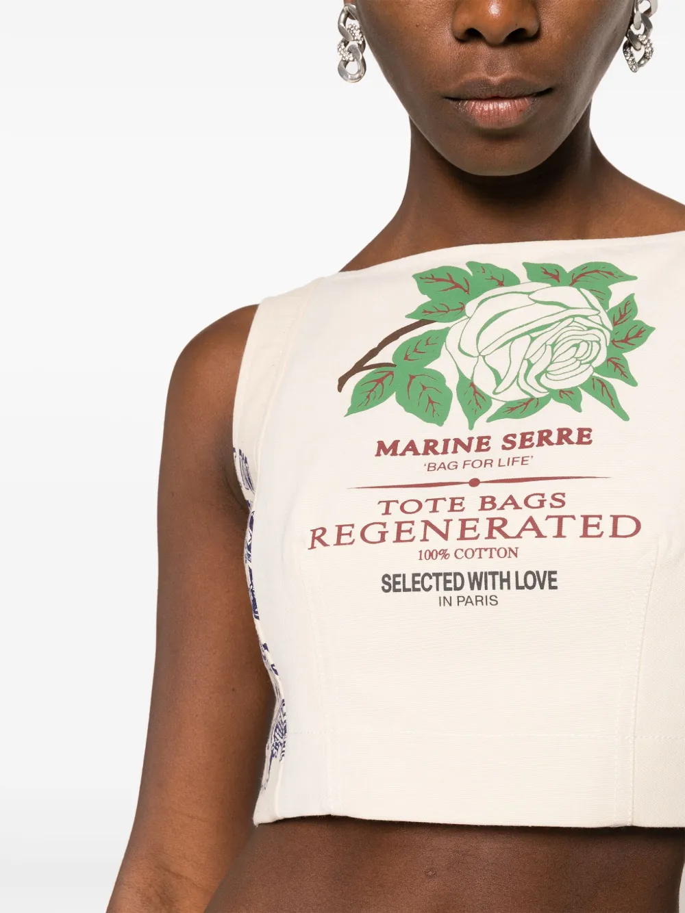 Marine Serre Regenerated Tote Bags bustier top Beige