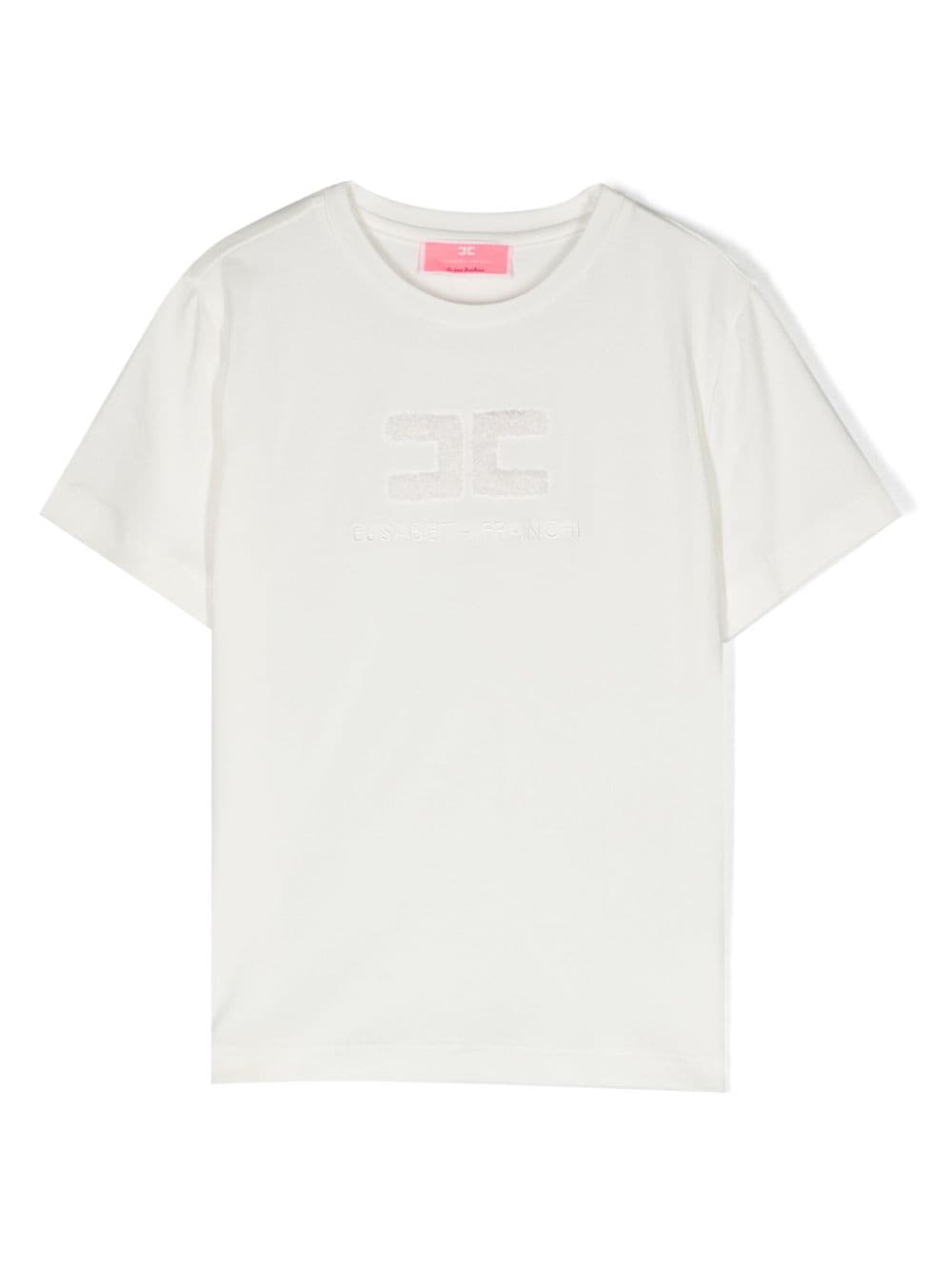 Elisabetta Franchi La Mia Bambina logo-embroidered stretch-cotton T-shirt - White