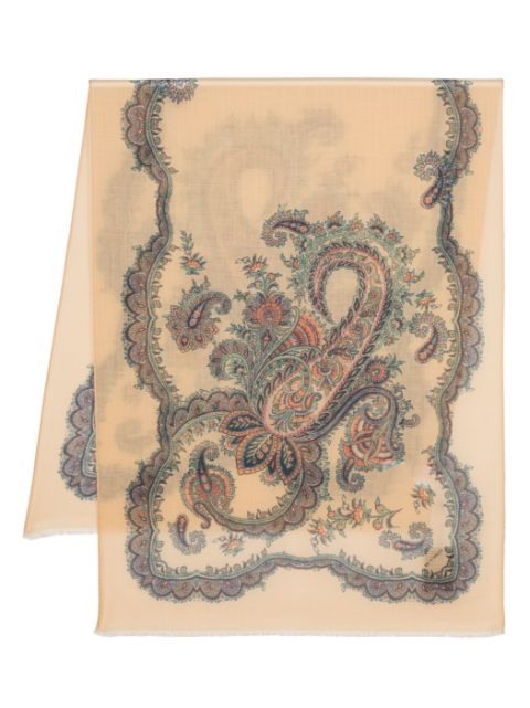 ETRO graphic-print frayed cashmere scarf Women