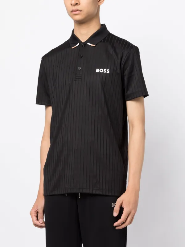 BOSS ポロシャツ ブラック 新品 BOSS リブ ポロシャツ | ブラック | FARFETCH JP