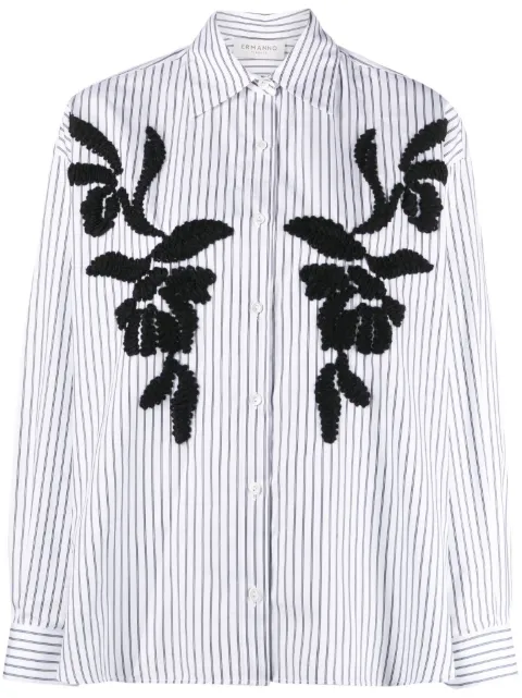 ERMANNO FIRENZE floral-embroidered striped shirt