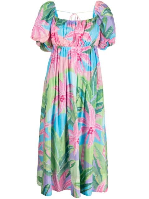 FARM Rio floral-print short-sleeve midi dress