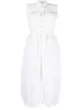 Huishan Zhang feather-trim tweed dress - White