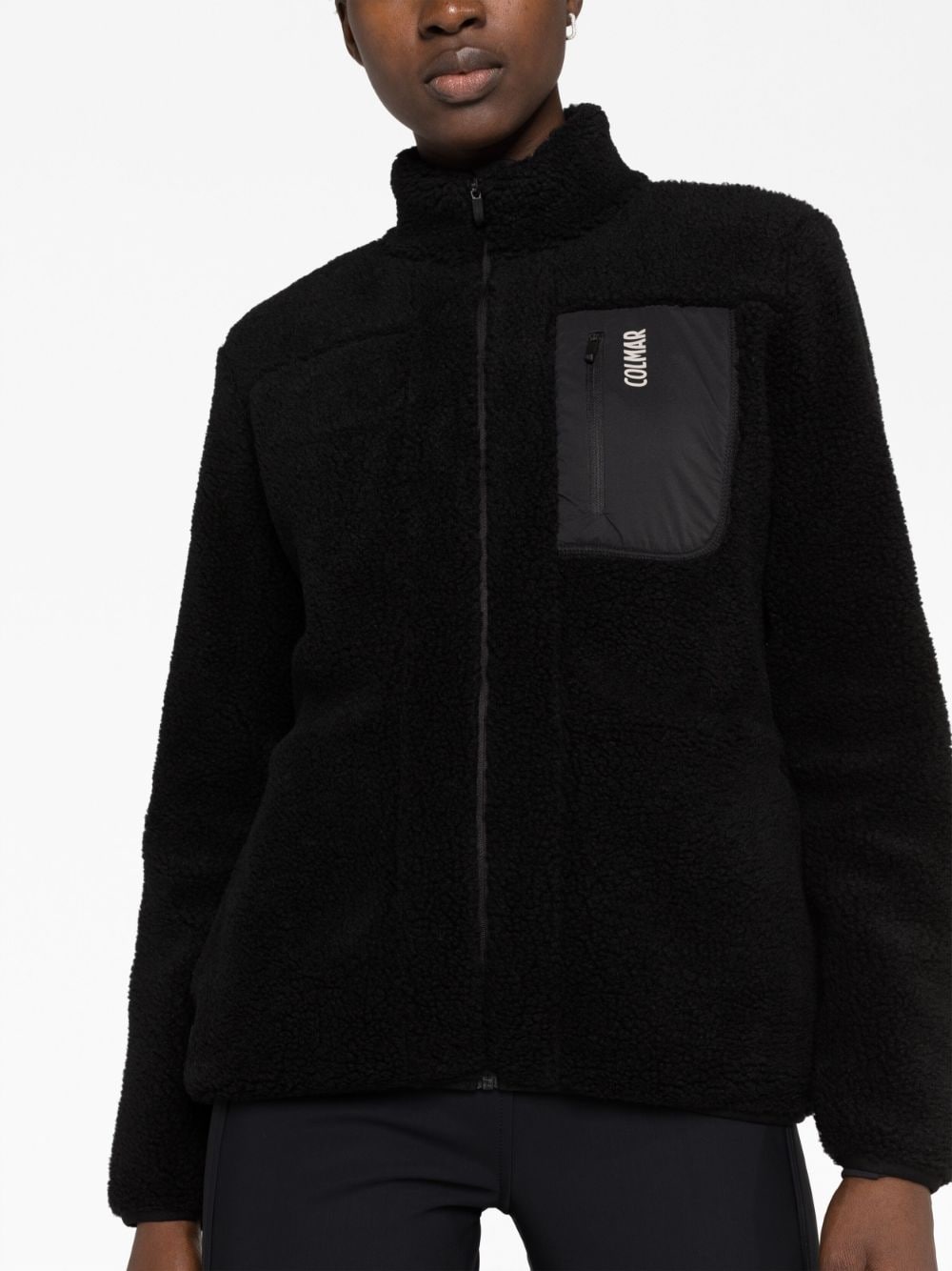 Shop Colmar Fleece-texture Zip-up Jacket In Black