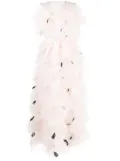 Huishan Zhang Mystique feather-embellished organza gown - Pink