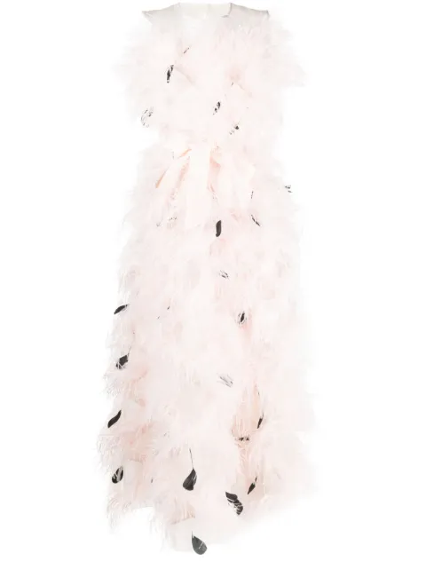 Huishan Zhang Mystique feather-embellished organza gown