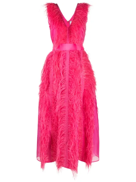 Huishan Zhang Irina ostrich-feather maxi dress