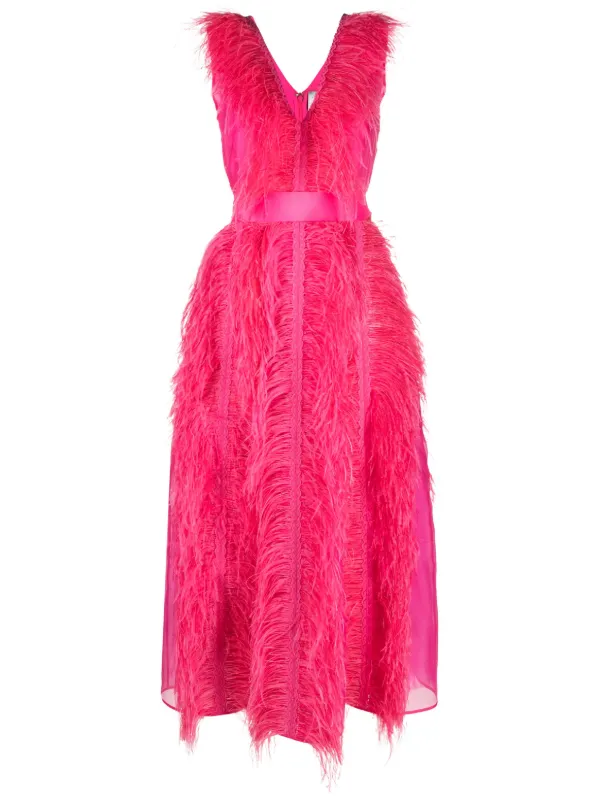 Huishan Zhang Irina ostrich feather Maxi Dress Pink FARFETCH CA