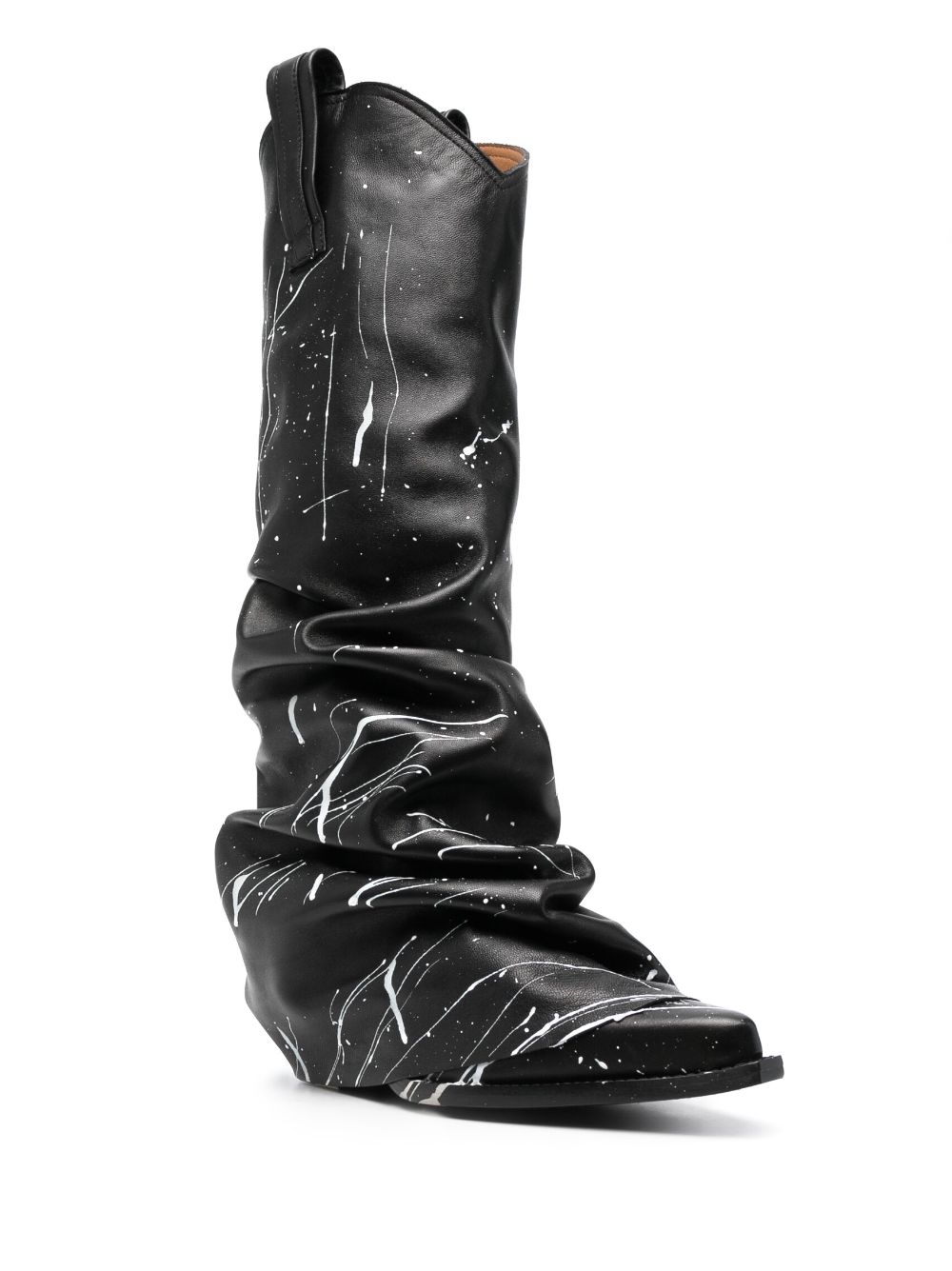 R13 70mm splatter-detail cowboy boots - Zwart