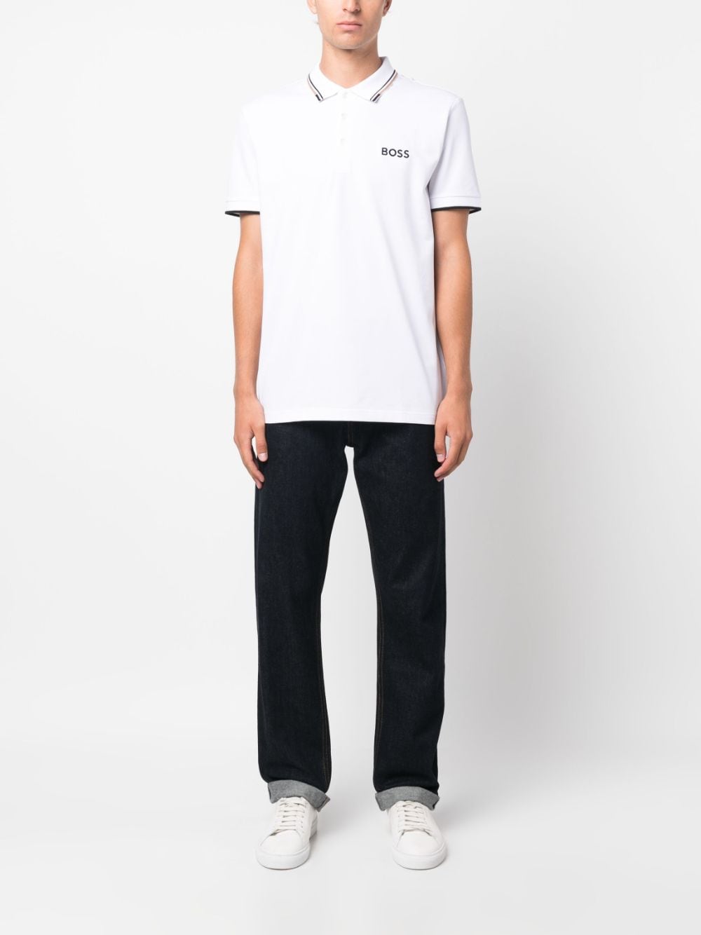 BOSS Poloshirt met geborduurd logo - Wit