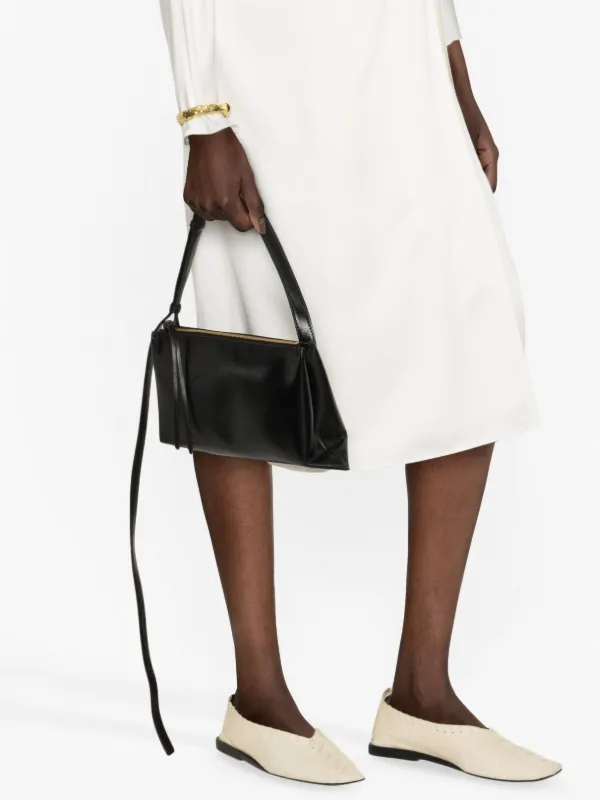 Jil Sander Empire Leather Shoulder Bag | Black | FARFETCH JO