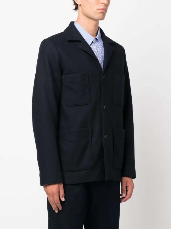 ASPESI notched-collar Wool Shirt Jacket | Blue | FARFETCH NZ