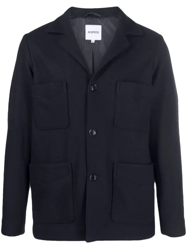 ボトムスその他 Aspesi Navy Blue Boxy Felted Wool Jacket Aspesi Wool Blazer Jacket Sport Coat Mens Medium Navy Blue