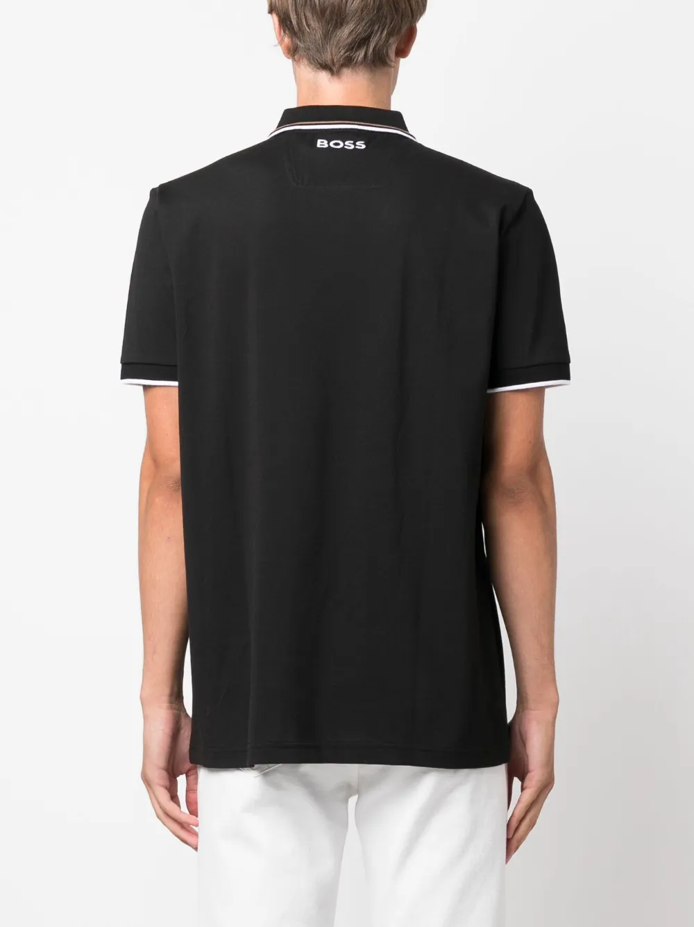 BOSS Poloshirt met geborduurd logo Zwart