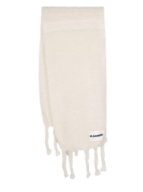 Jil Sander logo-patch chunky-knit scarf